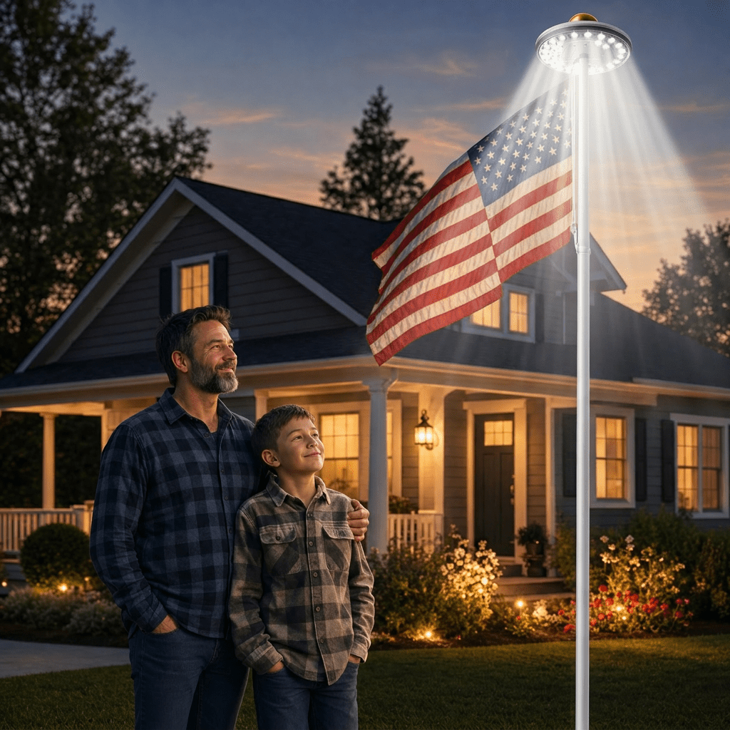 Solar LED Flagpole Light IP65  - đánh giá và giá Smart Garden Umbrella