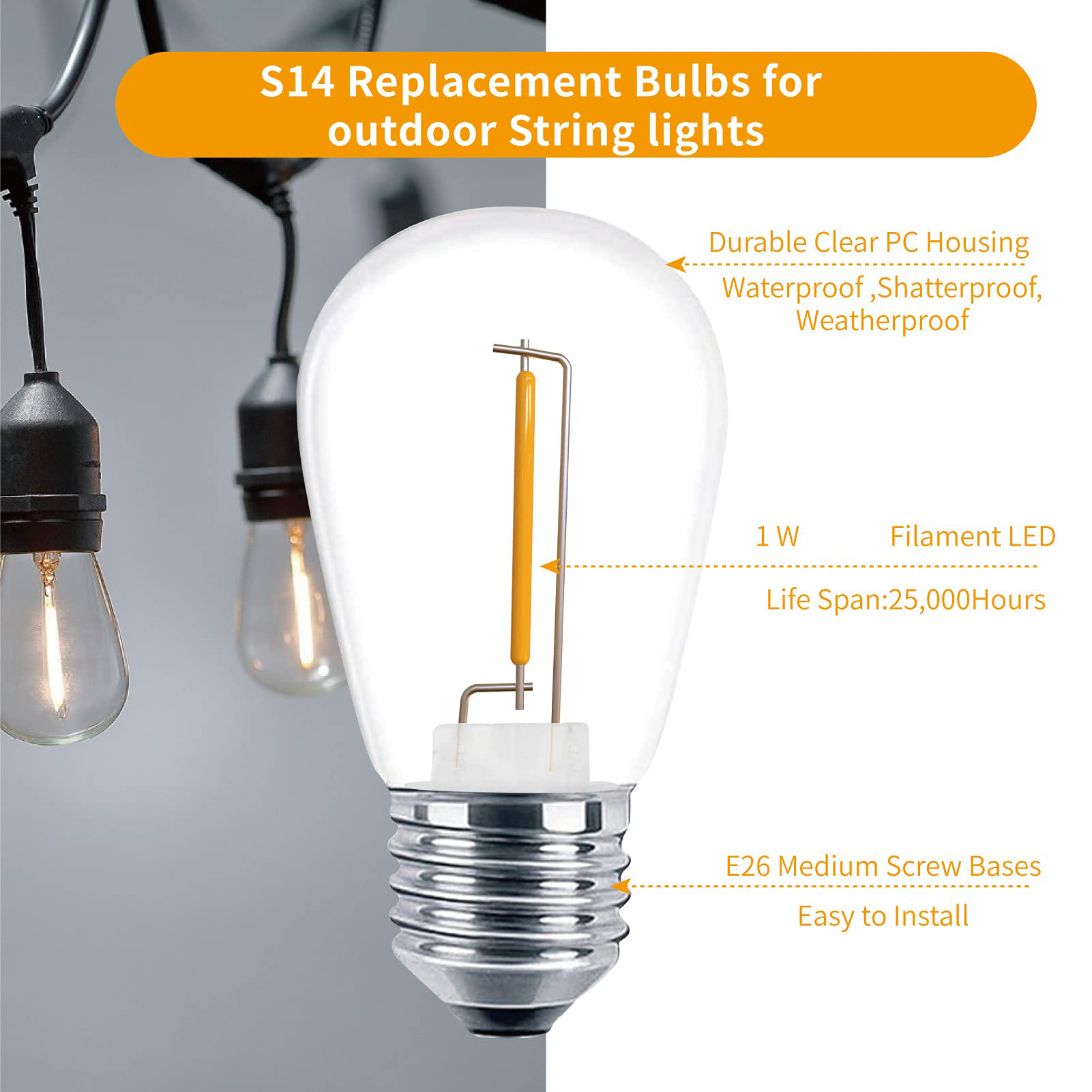 LED S14 Replacement Light Bulb - đánh giá và giá Smart Garden Umbrella