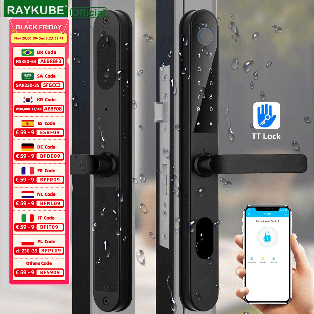 RAYKUBE DQ09 IP68 Waterproof B - đánh giá và giá Smart Garden Door Lock